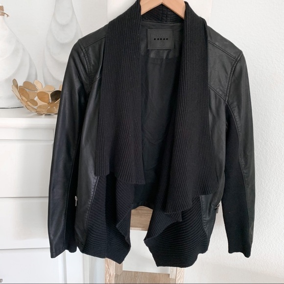 BLANKNYC  Drape-Front Quilted Faux-Leather Black Jacket Size Medium - Picture 14 of 14